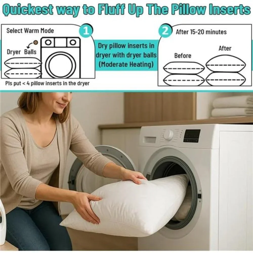 18 x 18 Throw Pillow Insert - Pack of 2 White, Down Alternative Pillow Inserts